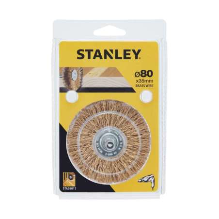 Szczotka druciana tarczowa fi:6mm - mosiężna fi:80x40mm Stanley STA36017