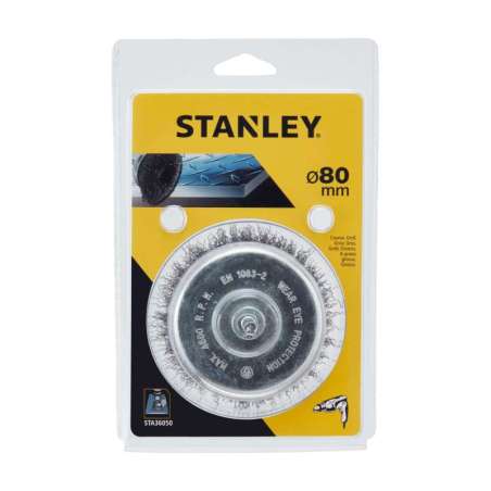 Szczotka druciana garnkowa fi:6mm fi:85mm drut stalowy falisty Stanley STA36050