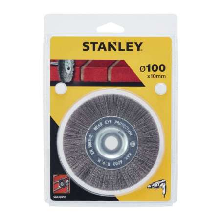 Szczotka druciana tarczowa fi:6mm fi:100x10mm drut stalowy falisty Stanley STA36095