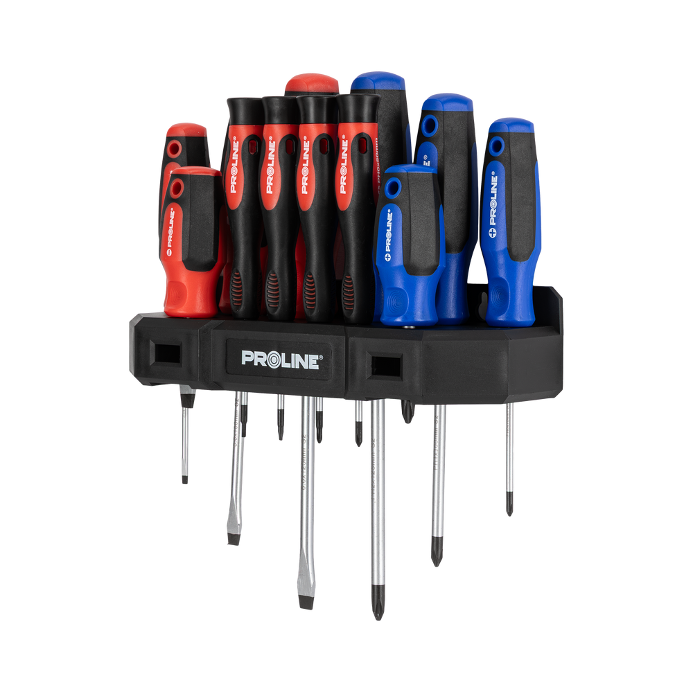 Zestaw wkrętaków soft touch płaski krzyżowy 12szt S2 HRC 59 magnes Proline 10686