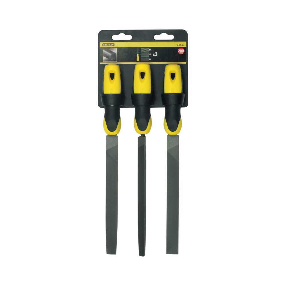 Zestaw 3 sztuk pilników równiaków ( płaski, półokrągły, kwadratowy) 200 mm Stanley 224640