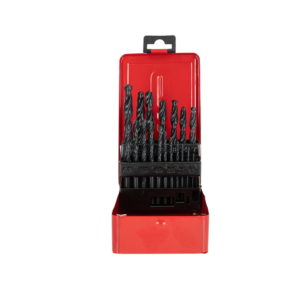 Wiertła do metalu HSS 1-10 mm zestaw 19 elementów pudełko metalowe Mega 26219