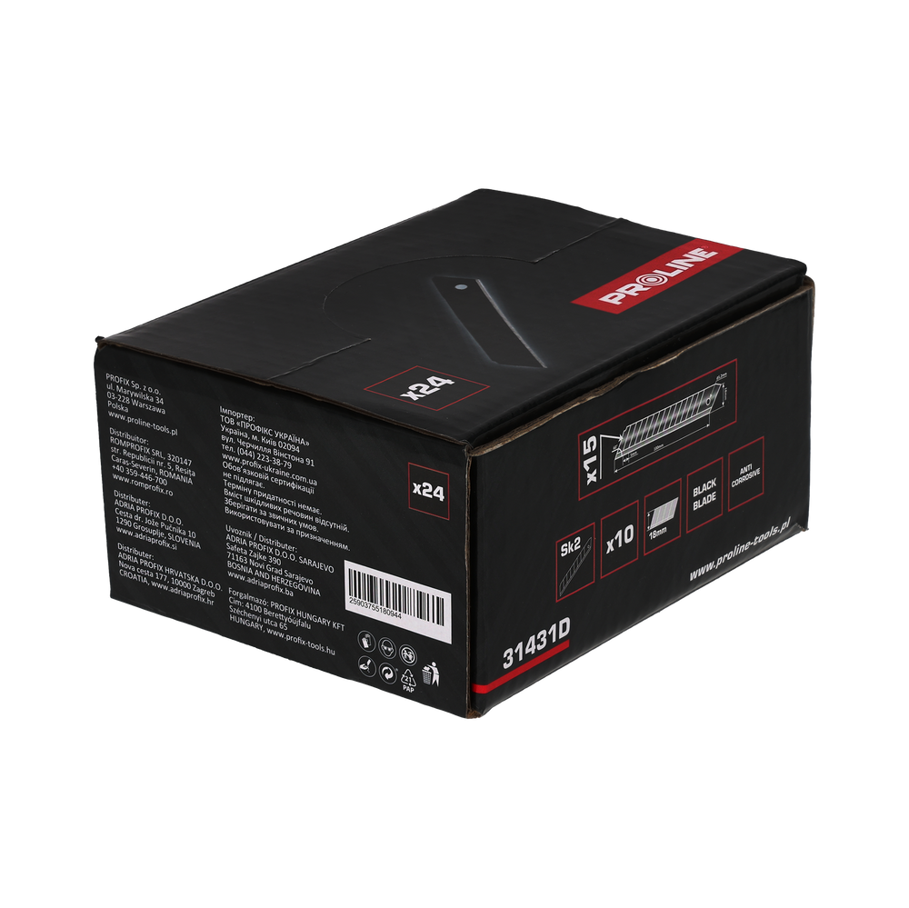 Ostrza wymienne do nożyków 18 mm box 240 sztuk czarne SK2 Proline 31431D
