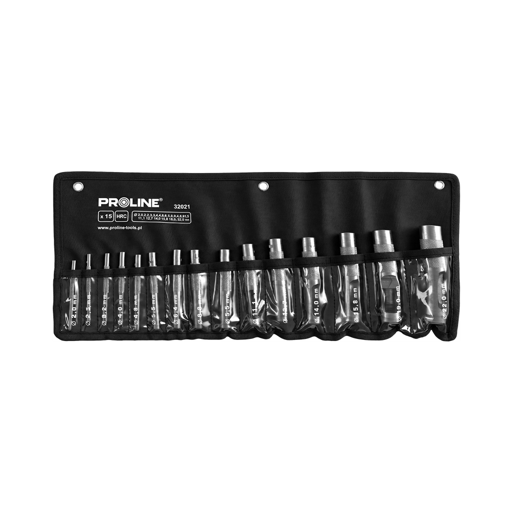 Przebijaki do skóry 20-22 mm zestaw 15 elementów Proline 32021