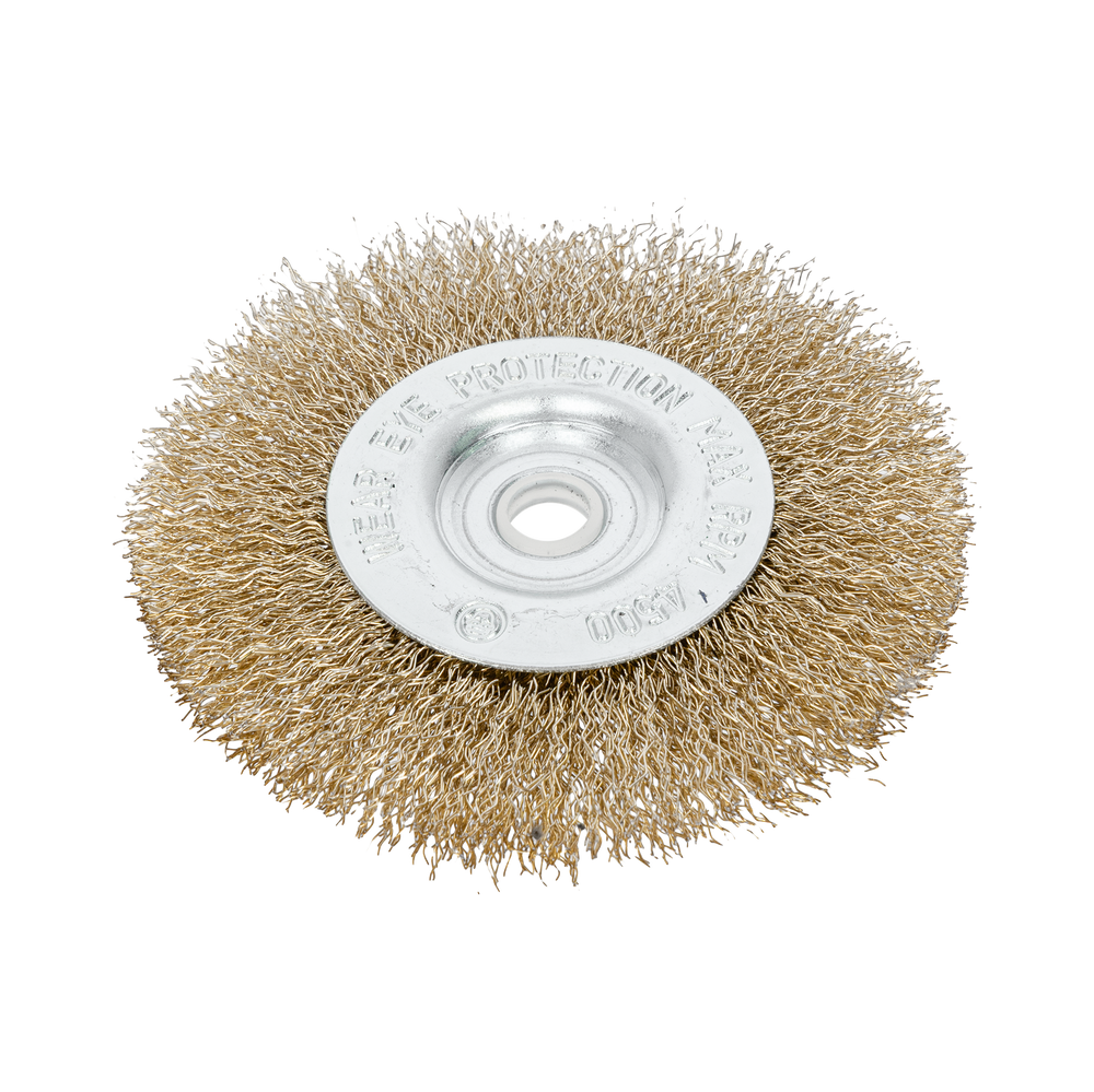Szczotka tarczowa z drutu falowanego mosiądzowanego z otworem 22 mm 100 mm Proline 32810