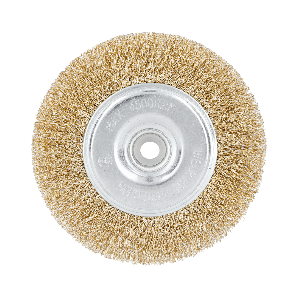 Szczotka tarczowa z drutu falowanego mosiądzowanego z otworem 22 mm 115 mm Proline 32812