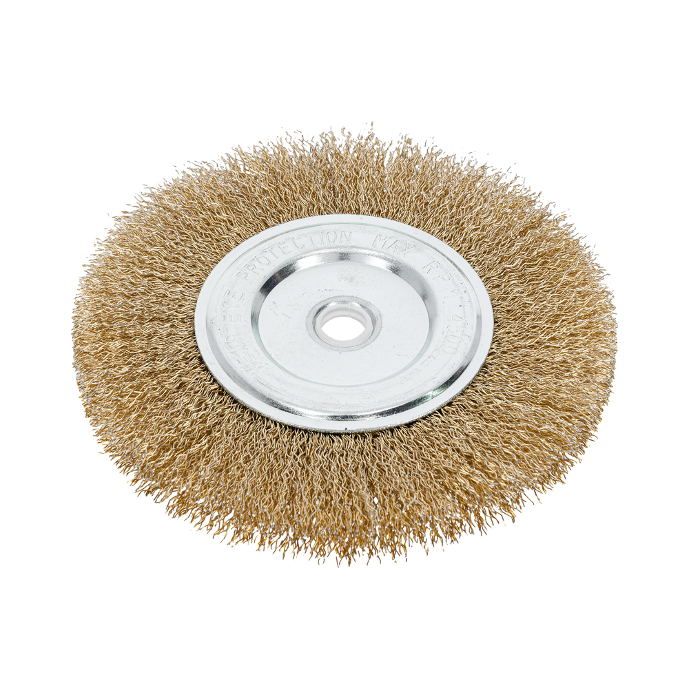 Szczotka tarczowa z drutu falowanego mosiądzowanego z otworem 22 mm 150 mm Proline 32815