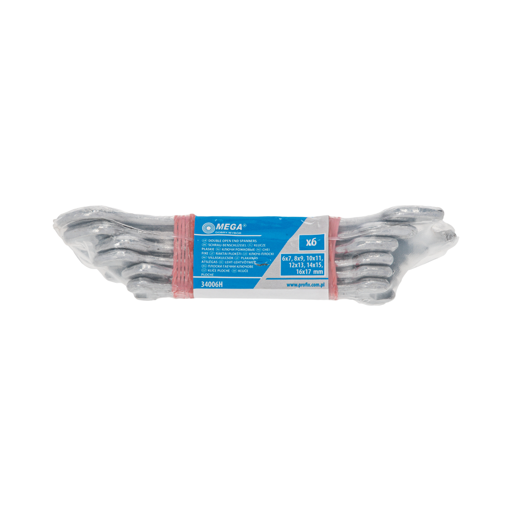 Zestaw kluczy płaskich 6-17 mm 6 sztuk komplet Mega 34006H