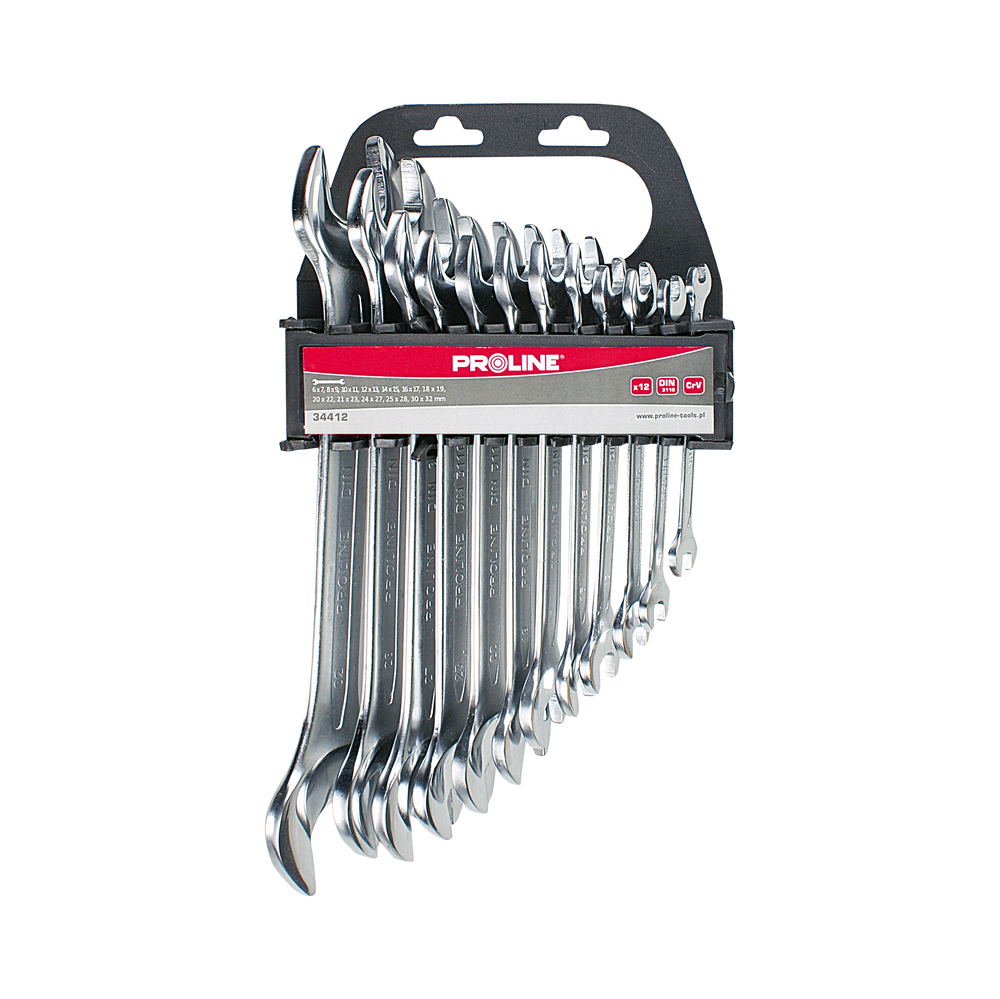 Klucze płaskie 6-32 mm CRV zestaw 12 elementów Proline 34412