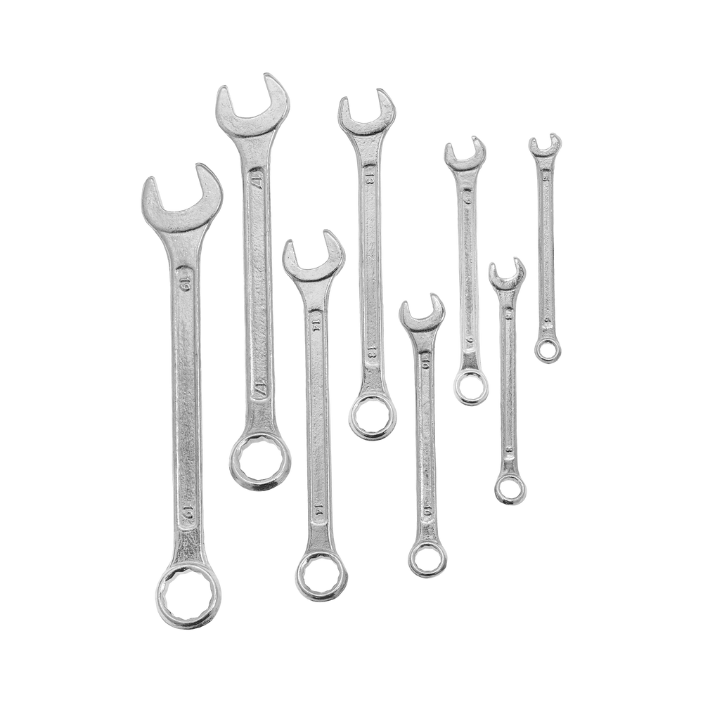 Klucze oczkowo-płaskie 8 elementów 6-19 mm Mega 35008H