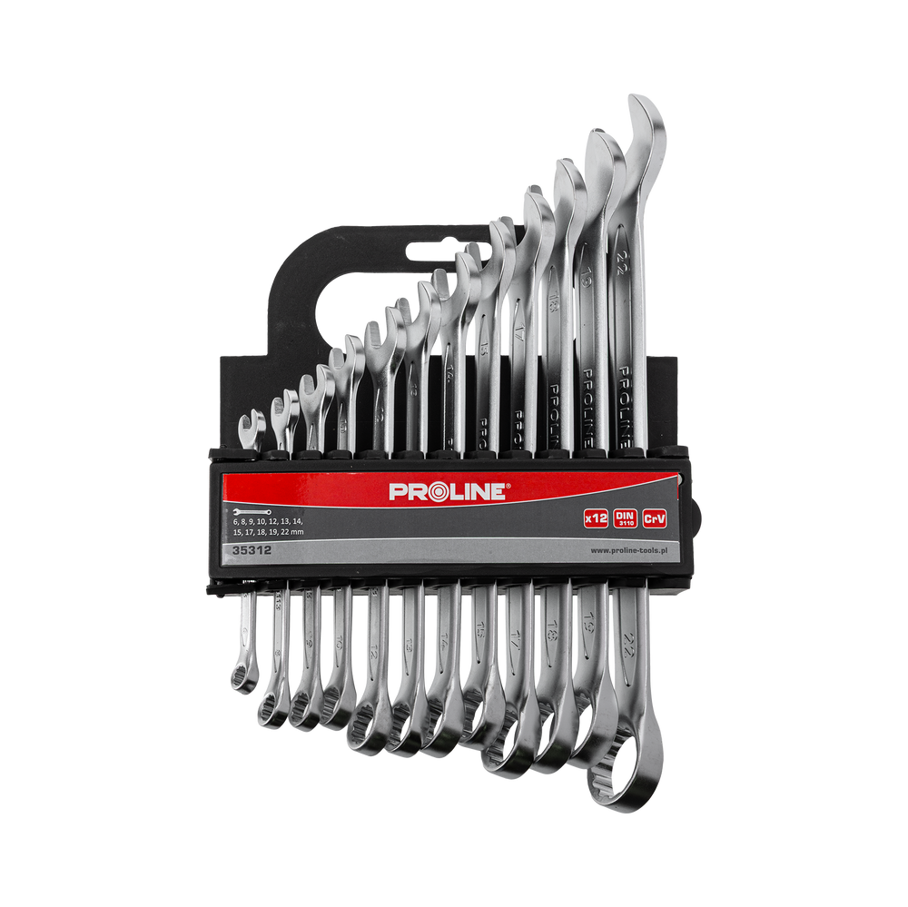 Klucze oczkowe płaskie 6-22 mm zestaw 12 elementów DIN3113 Proline 35312