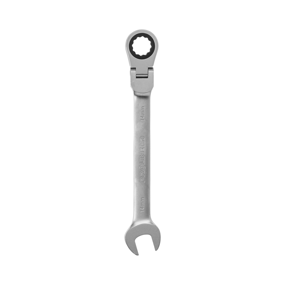 Klucz oczkowo-płaski z grzechotką i przegubem 14 mm hd Proline 35454