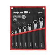 Klucze oczkowo-płaskie przegubowe grzechotka 7 elementów 8-19 mm Proline 35497