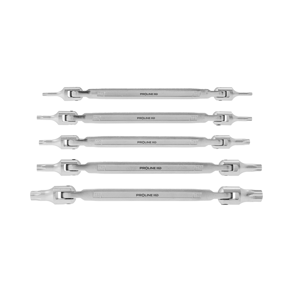 Klucze przegubowe Torx CRV 5 elementów T15-T60 Proline 36105