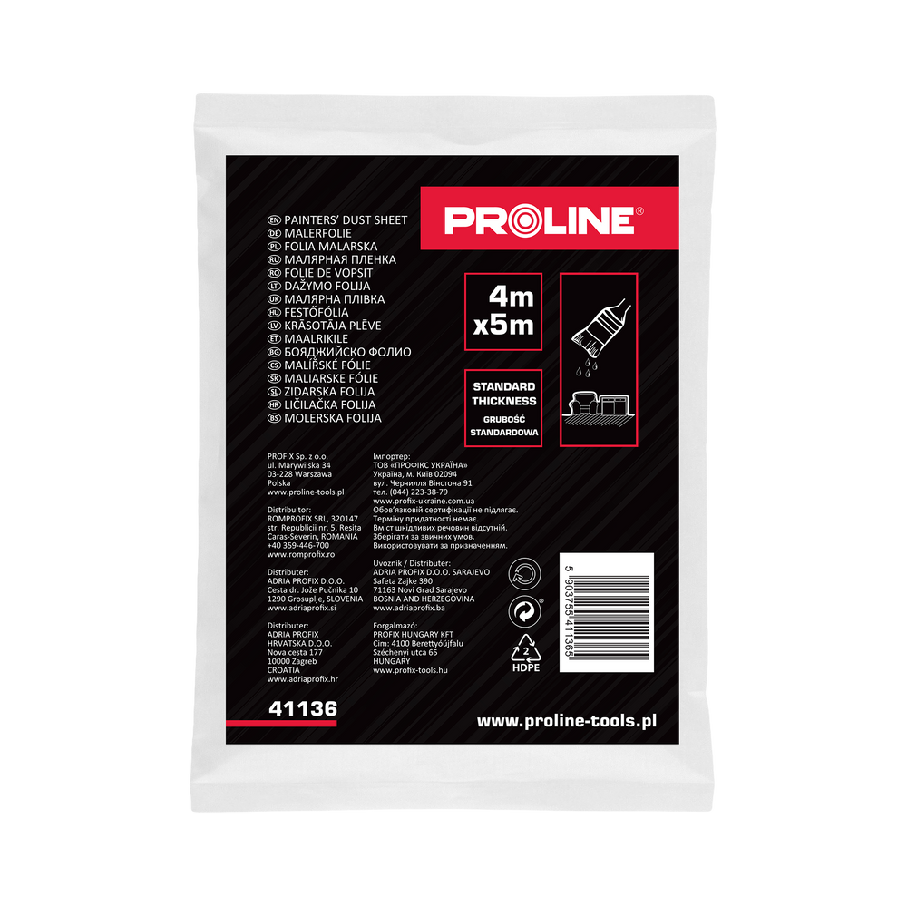 Folia malarska hdpe 4x5m Proline 41136