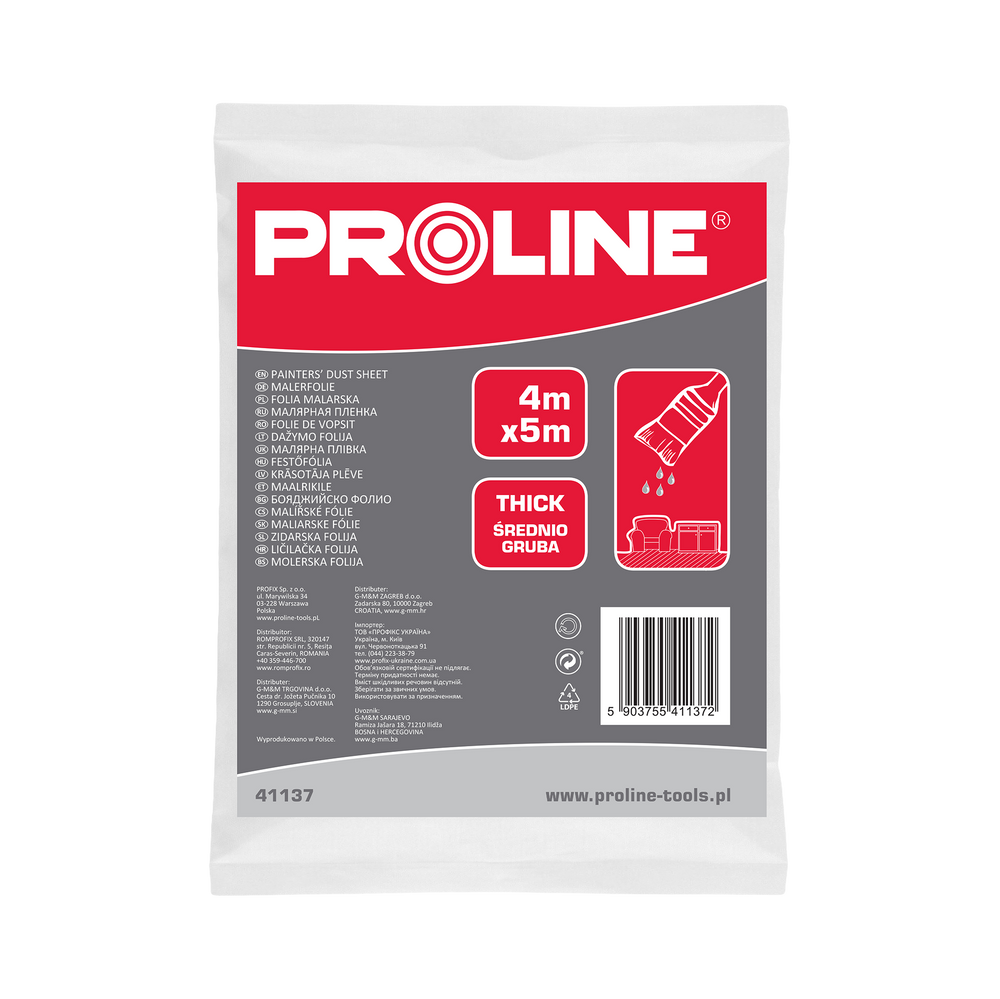 Folia malarska hdpe 4x5m gruba mocna Proline 41137