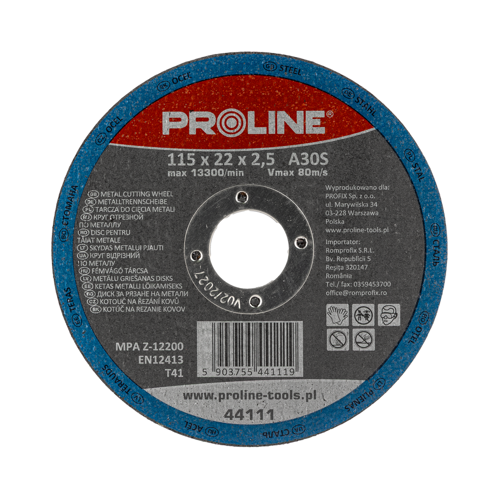 Tarcza do cięcia metali 115x2,5x22 mm Proline 44111
