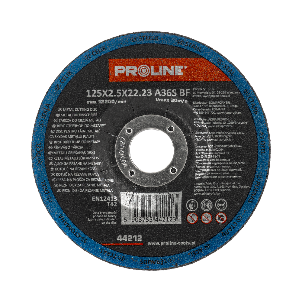 Tarcza do cięcia metali wypukła 125x25 mm Proline 44212
