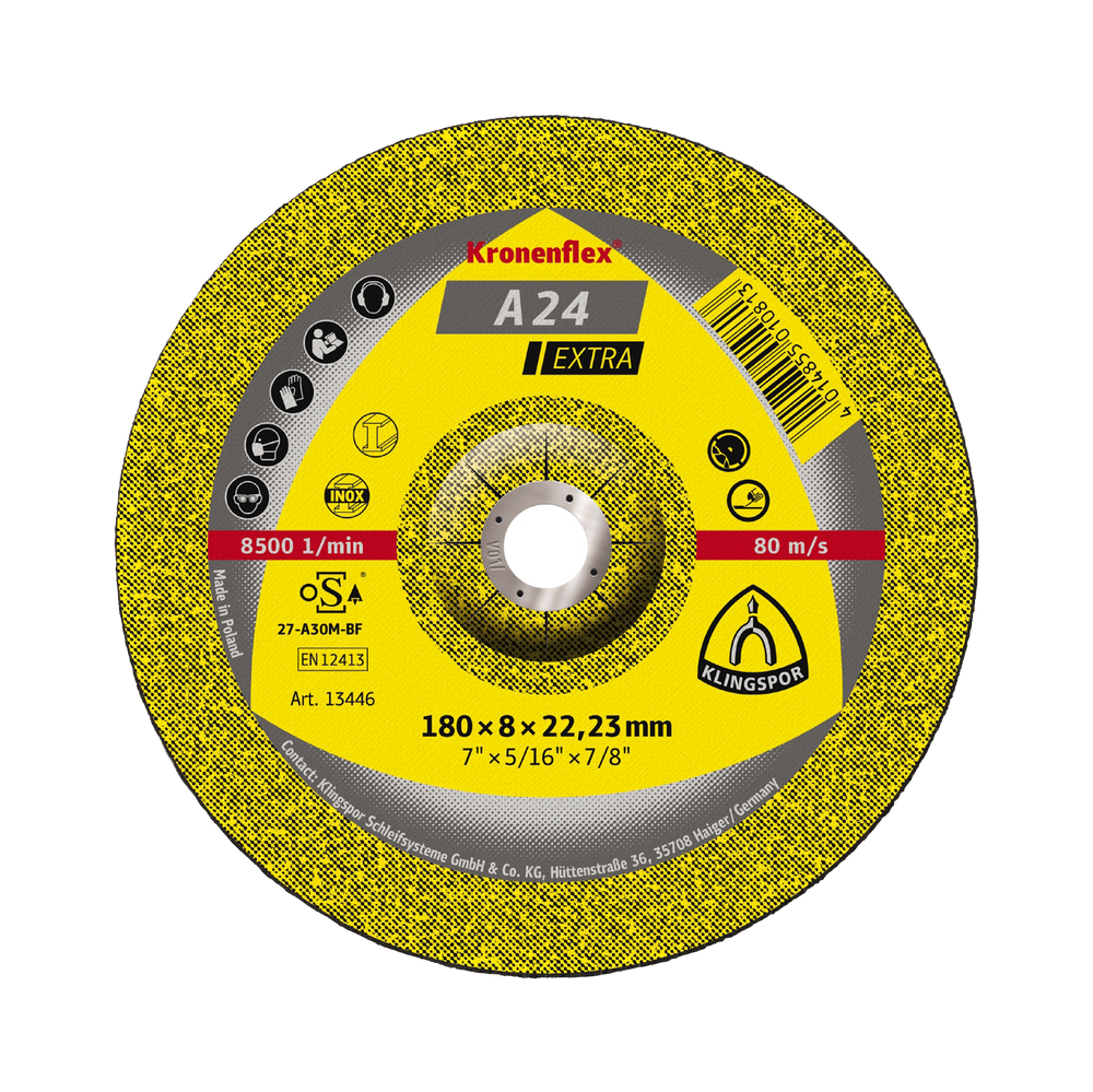 Tarcza do szlifowania metalu A24 Ext,125x6,0x22 wypukła Klingspor 45458A