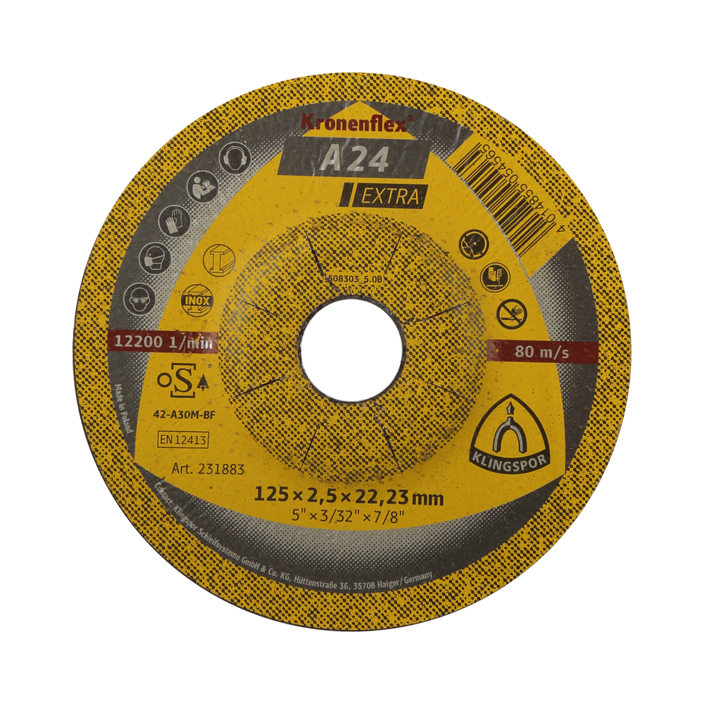 Tarcza do cięcia metalu A24 extra 230x3,0x22 wypukła Klingspor 45461A