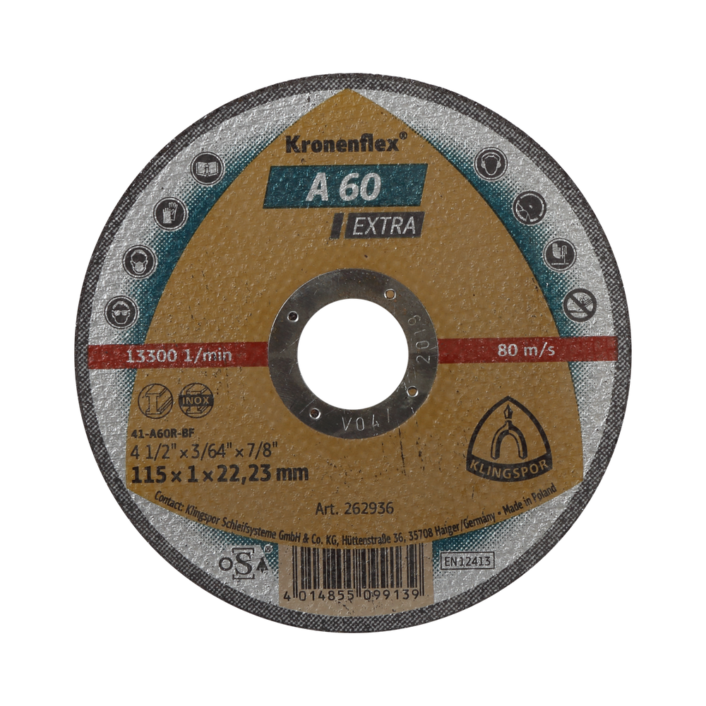 Tarcza do ciecia metalu A60 extra 115x1,0x22 płaska Klingspor 45467A