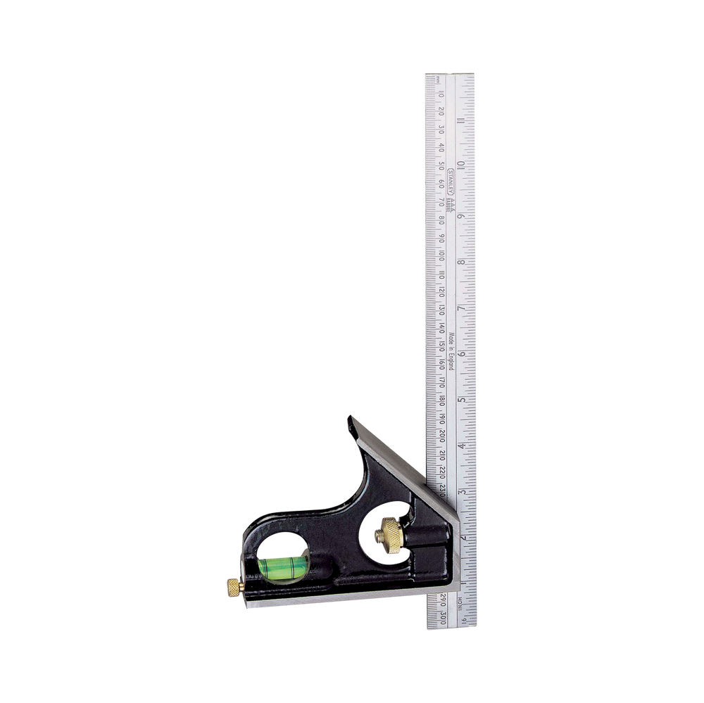 Kątownik stolarski ciesielski 300 mm korpus metalowy z libelką Stanley 461510