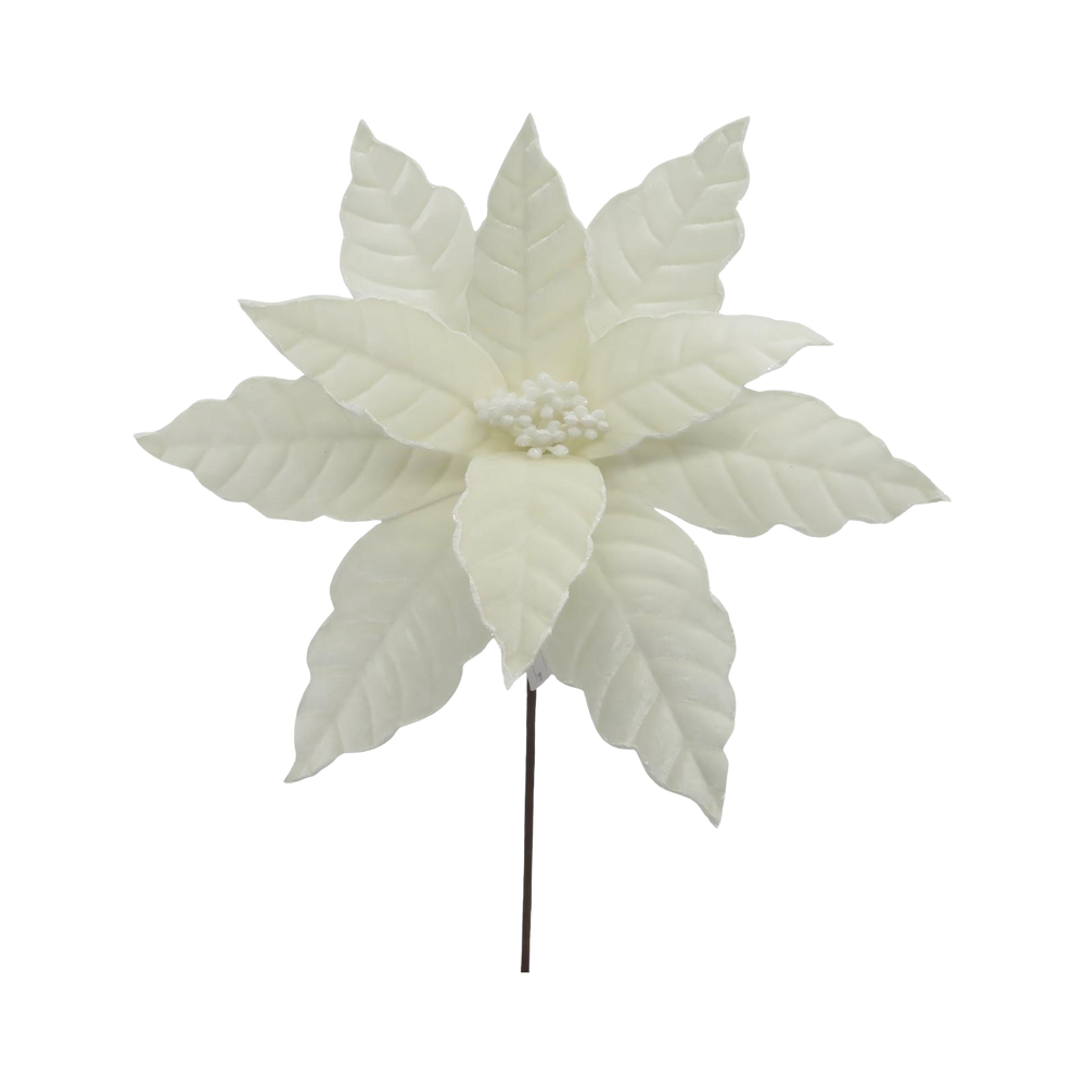 Kwiat ozdobny świąteczny kremowy 30 cm 47004R