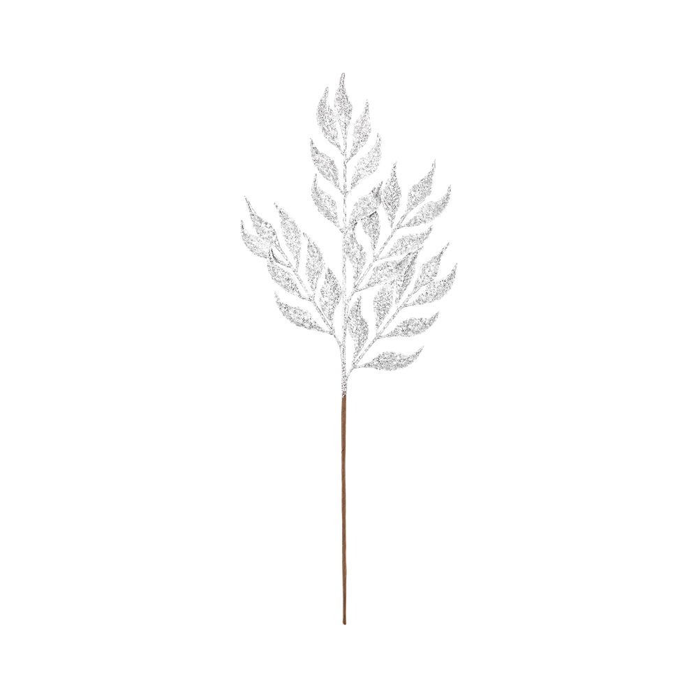 Gałązka świąteczna srebrna z brokatem 76 cm 47040R