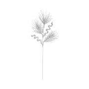 Gałązka świąteczna srebrna z brokatem 66 cm 47072R