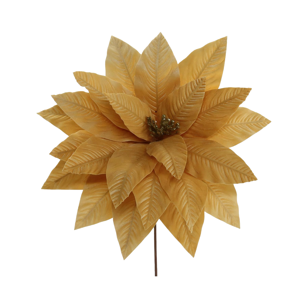 Kwiat ozdobny świąteczny złoty 48 cm 47112R