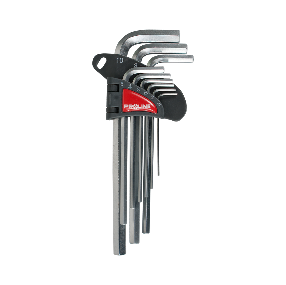 Klucze imbusowe Hex wydłużone CRV 9 elementów 1,5-10 mm Proline 48319