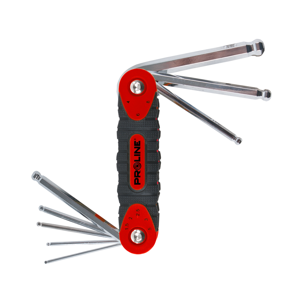 Klucze imbusowe Hex z kulką CRV 8 elementów 1,5-8 mm Proline 48378