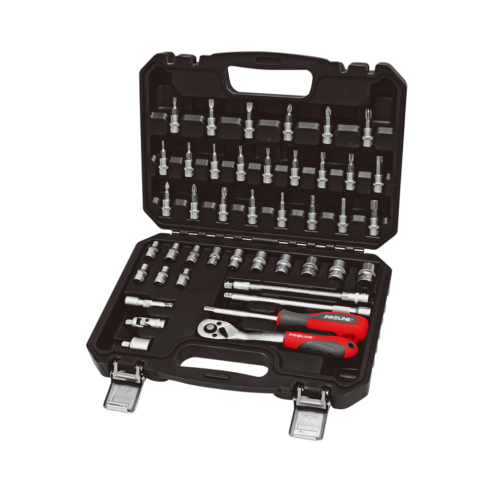 Zestaw kluczy nasadowych 43 elementów 1/4" CRV Proline 58843