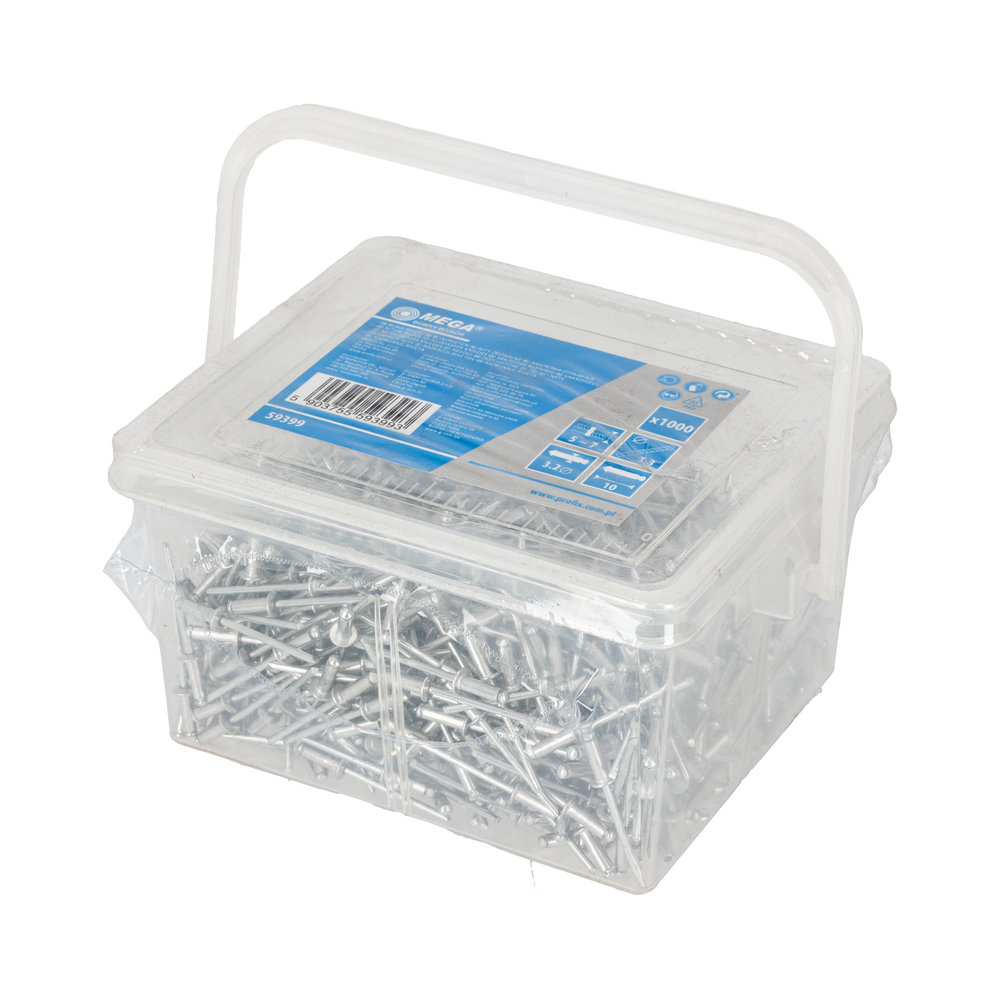 Nity aluminiowe 3,2x10 mm 1000szt Mega 59399