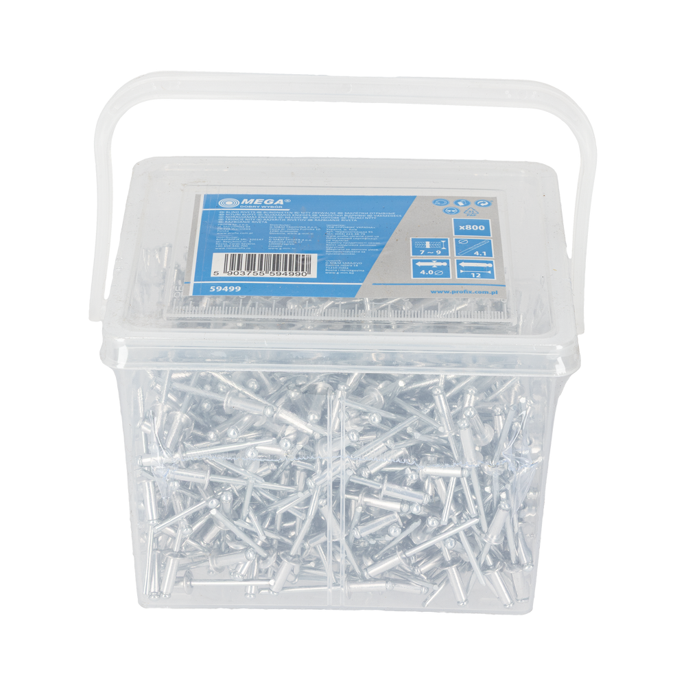Nity aluminiowe 4,0x12,5 mm 800szt Mega 59499