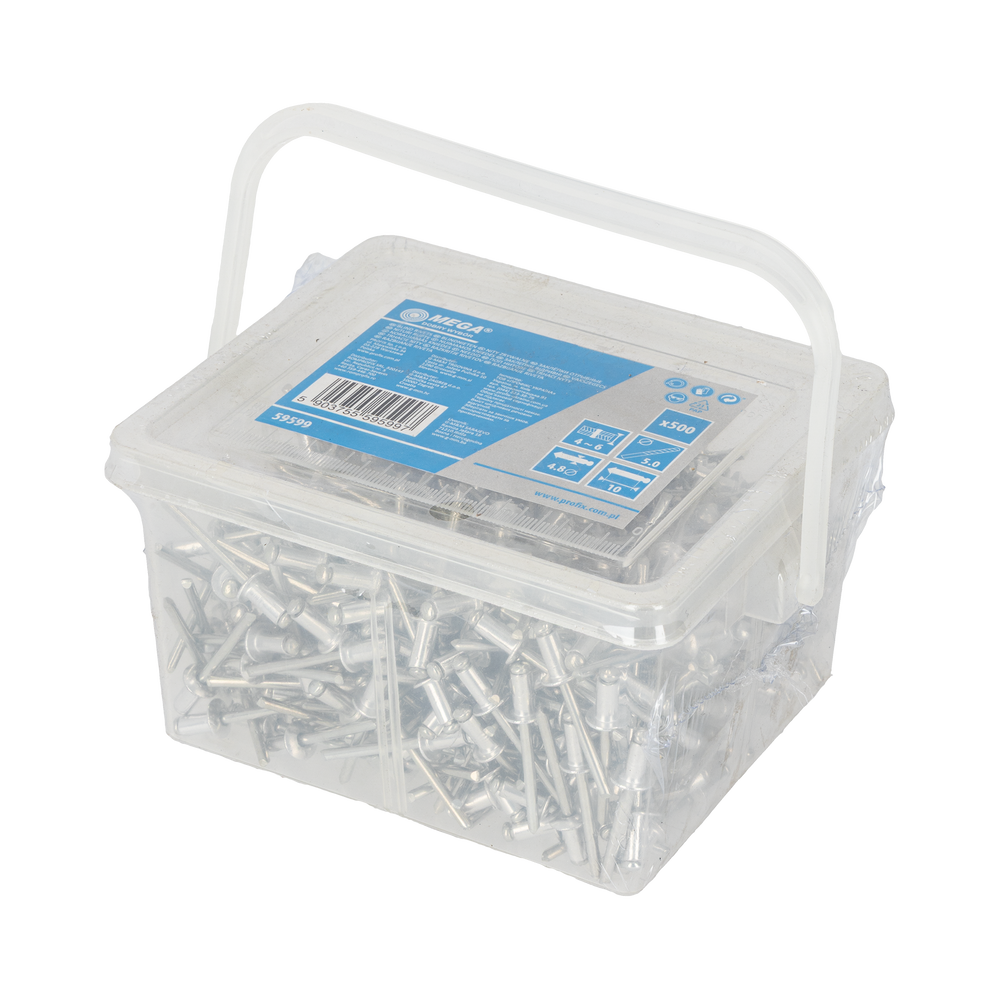 Nity aluminiowe 4,8x10 mm 500 sztuk Mega 59599