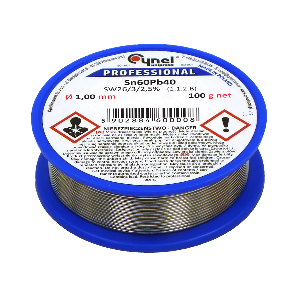 Spoiwo lutownicze cyna z kalafonią do lutowania 2,0 mm szpula 100g 60314
