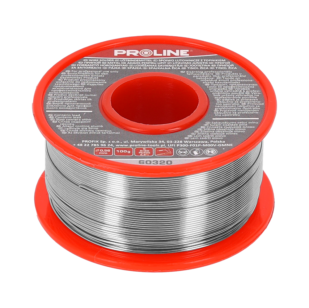 Spoiwo lutownicze do lutowania 0,56 mm szpula 100g blister Proline 60320
