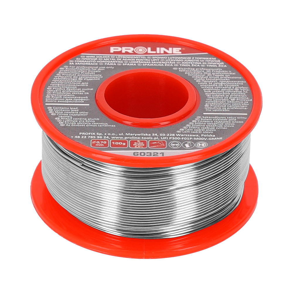 Spoiwo lutownicze do lutowania 0,7 mm szpula 100g blister Proline 60321