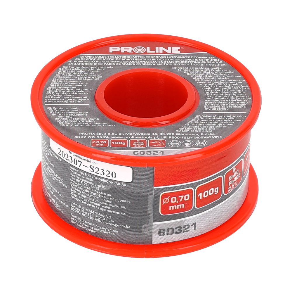 Spoiwo lutownicze do lutowania 0,7 mm szpula 100g blister Proline 60321