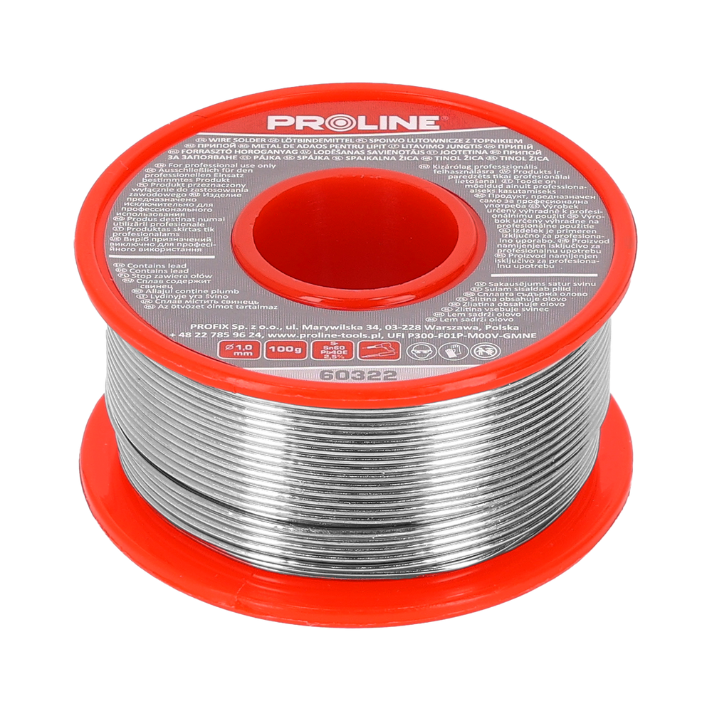 Spoiwo lutownicze do lutowania 1,0 mm szpula 100g blister Proline 60322