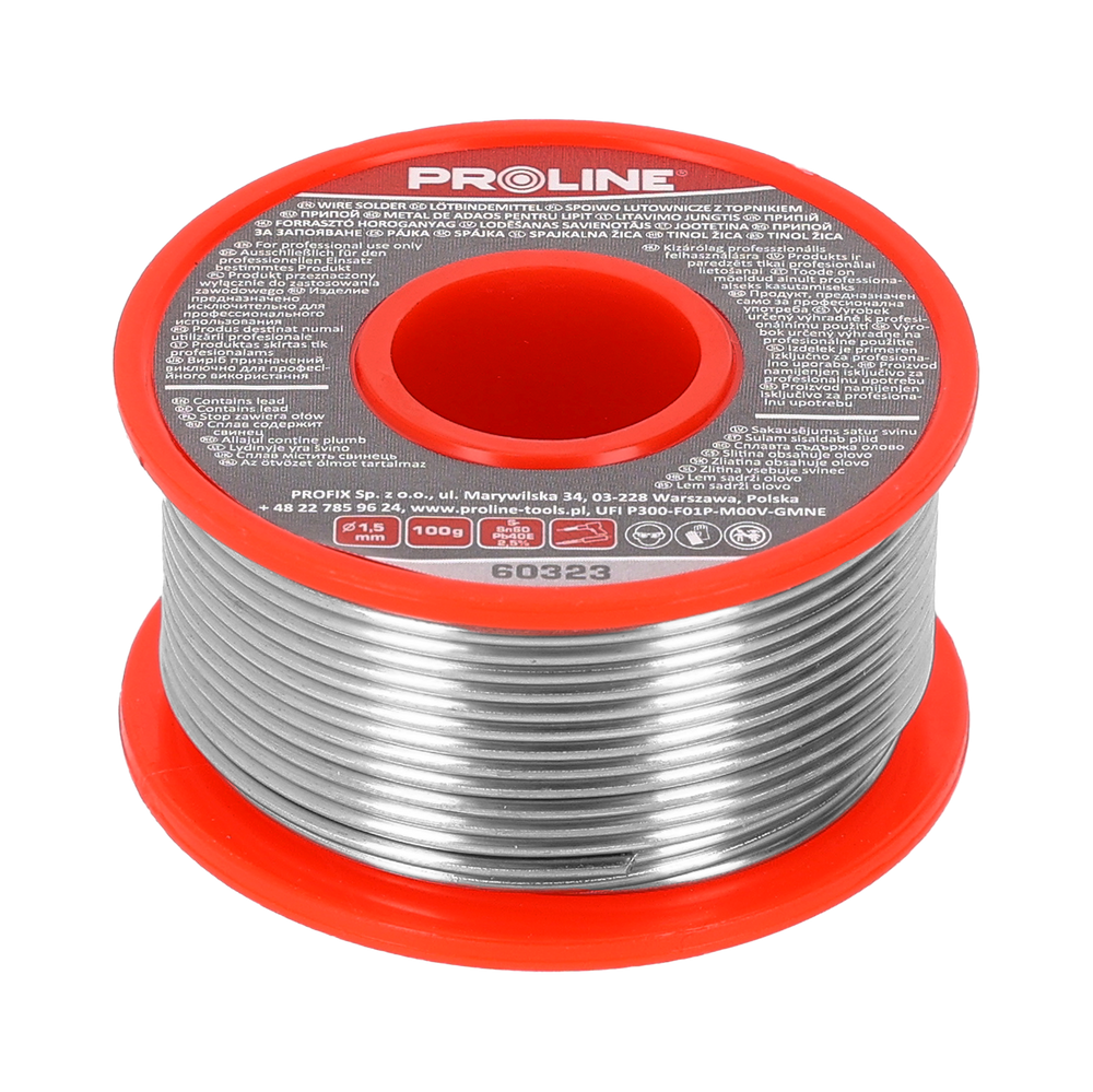 Spoiwo lutownicze do lutowania 1,5 mm szpula 100g blister Proline 60323
