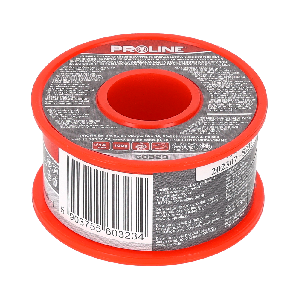 Spoiwo lutownicze do lutowania 1,5 mm szpula 100g blister Proline 60323