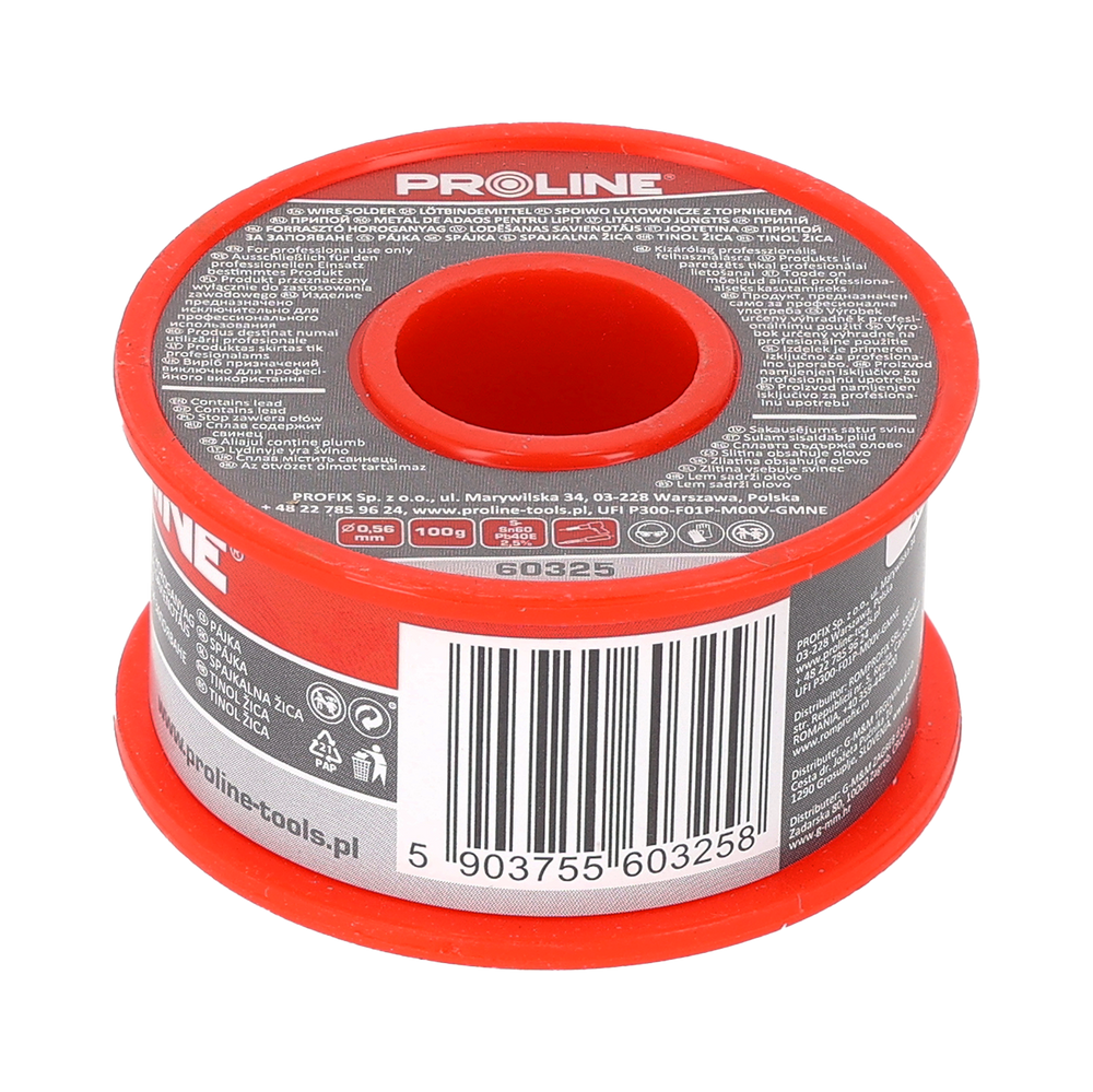 Spoiwo lutownicze cyna 0,56 szpula 100g Proline 60325