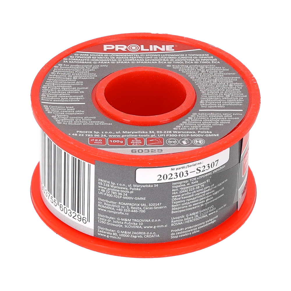 Spoiwo lutownicze do lutowania 2,0 mm szpula 100g Proline 60329