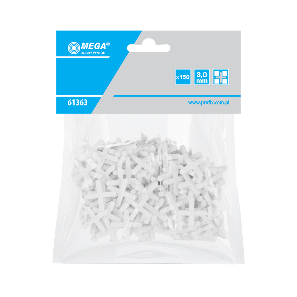 Krzyżyki dystansowe do glazury 3,0 mm opk:150szt Mega 61363