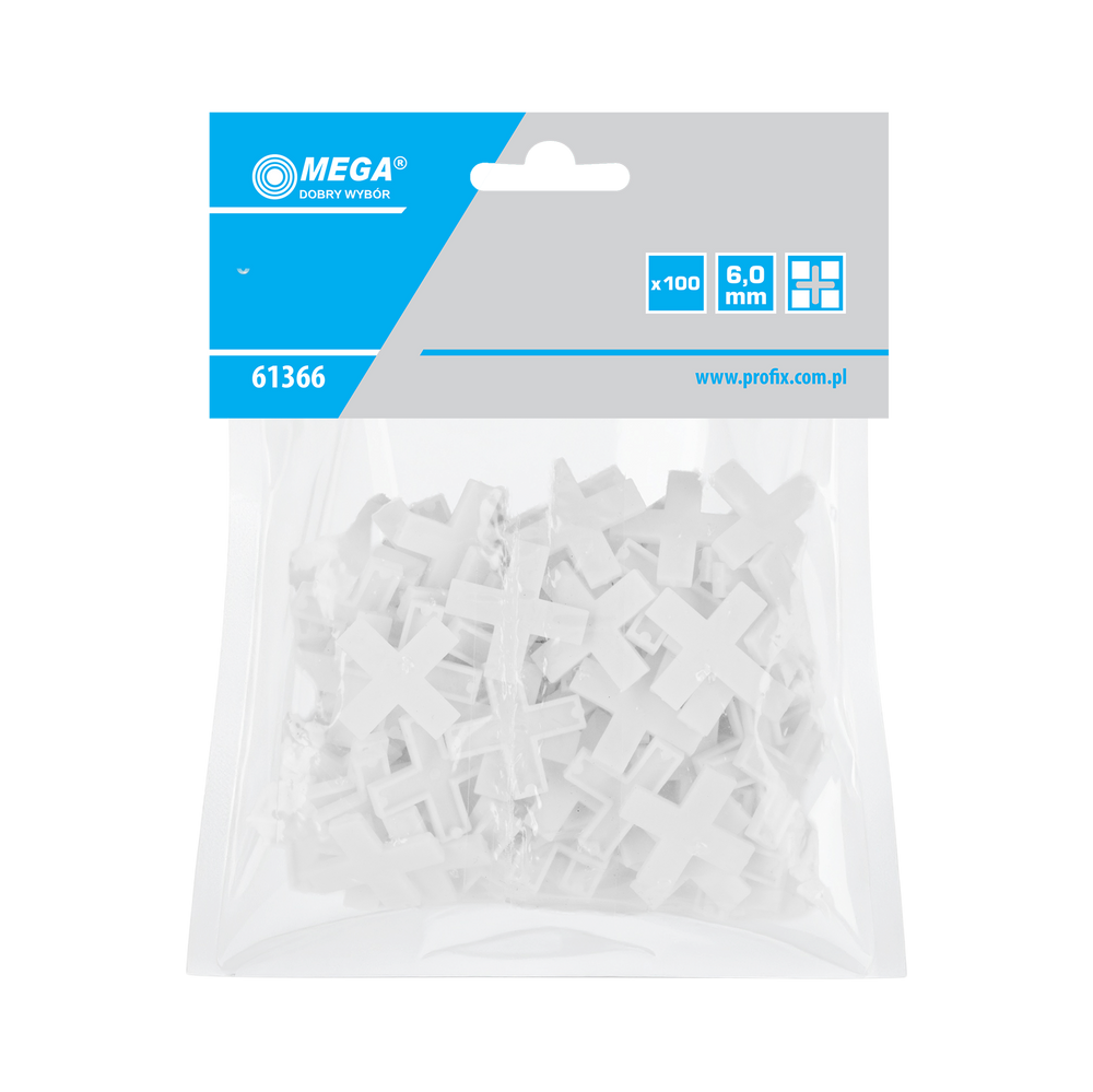 Krzyżyki dystansowe do glazury 6,0 mm 100szt Mega 61366