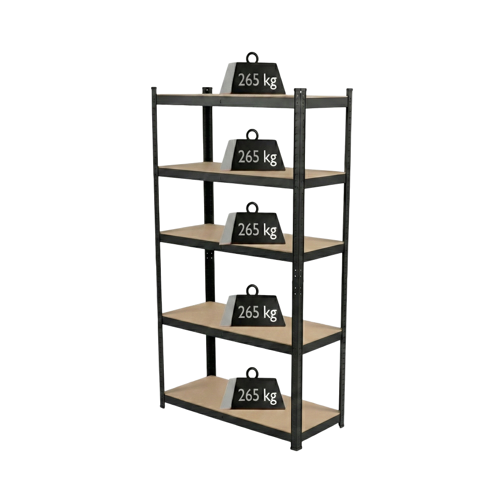 Regał metalowy magazynowy wciskany warsztatowy 5 półek 180×90×40,875 kg czarny 62030C