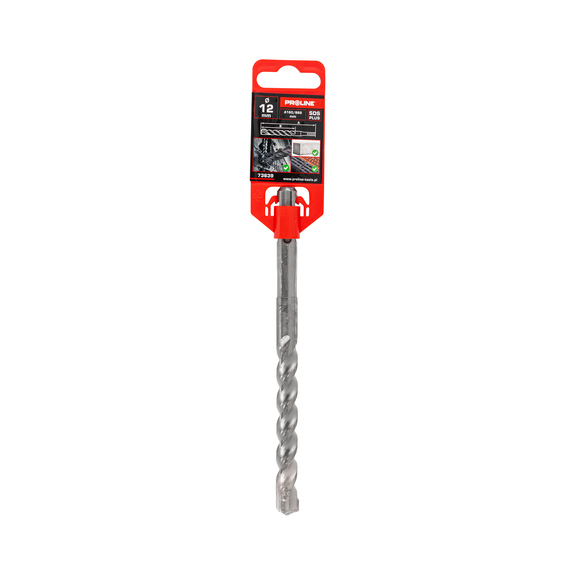 Wiertło do betonu zbrojonego SDS-Plus S3 cegła kamień 12x160 mm Proline 73639