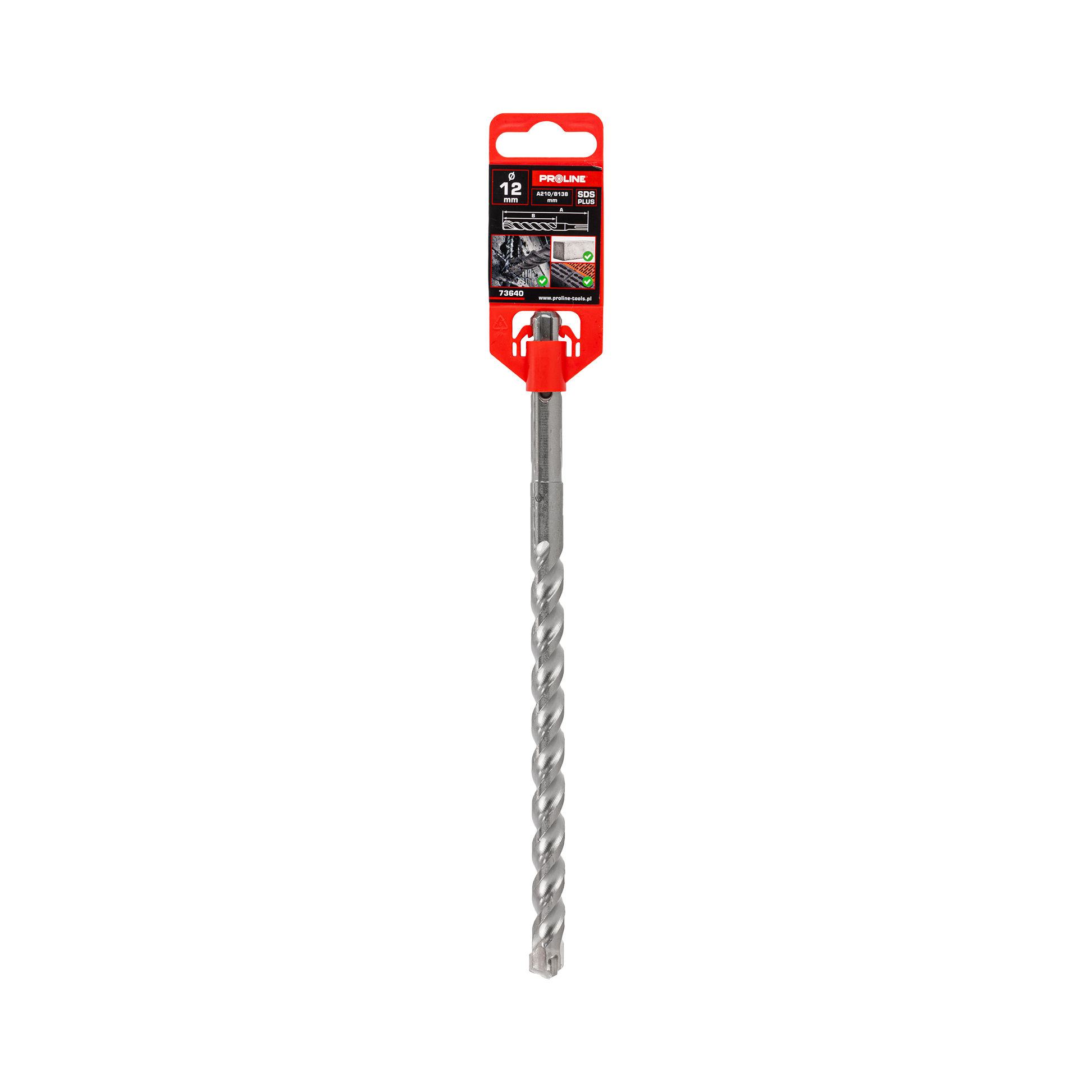 Wiertło do betonu zbrojonego SDS-Plus S3 cegła kamień 12x210 mm Proline 73640
